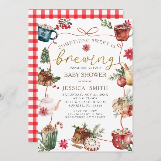 Something Sweet is Brewing Baby shower Invitation Kaart