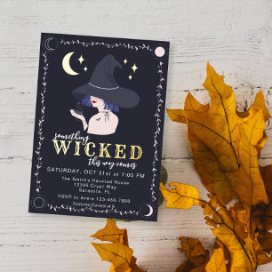 Something Wicked Witch Halloween Feest Folie Uitnodiging