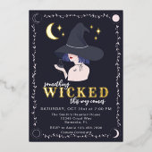 Something Wicked Witch Halloween Feest Folie Uitnodiging (Voorkant)