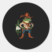 Sometimes I Just Be Farting Funny Cowboy Frog  Ronde Sticker (Voorkant)