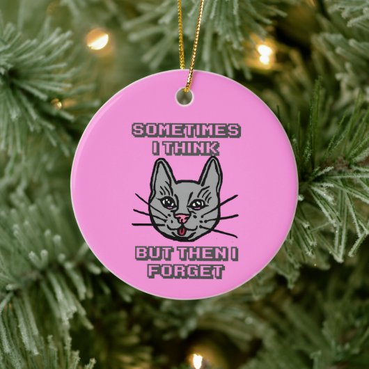 Sometimes I Think But Then I Forget Cat Meme Joke Keramisch Ornament (Boom)