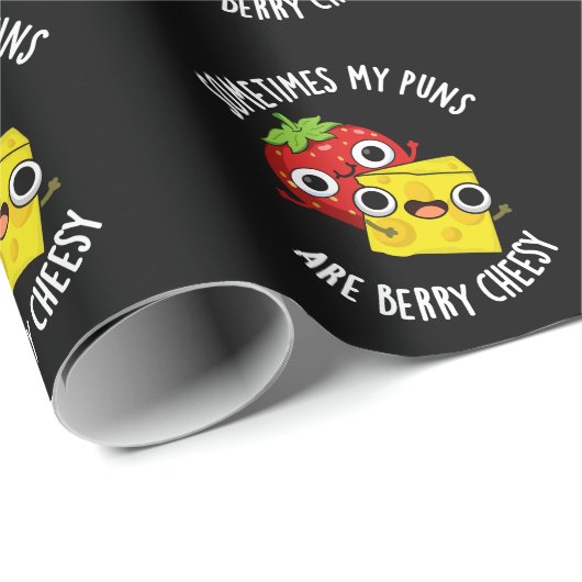 Sometimes My Puns Are Berry Cheesy Dark BG Cadeaupapier (Rol Hoek)