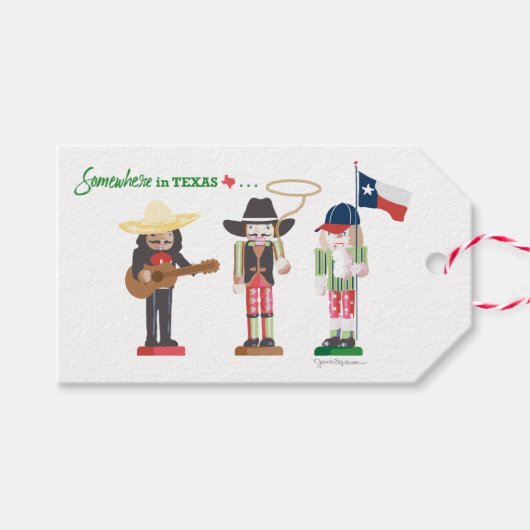 "Somewhere in Texas", Texas Nutcrackers Gift Label Cadeaulabel (Voorkant (Horizontaal))