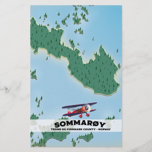 Sommarøy Noorwegen reisposterkaart Briefpapier (Voorkant)