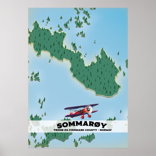 Sommarøy Noorwegen reisposterkaart Poster (Voorkant)