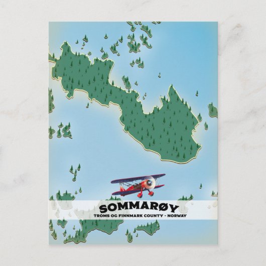 Sommarøy Norway reisposter kaart (Voorkant)