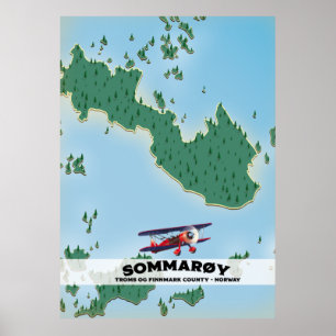 Sommarøy Norway reisposter kaart Poster