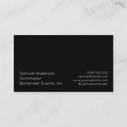 Sommelier Bartender Wine Master Visitekaartjes (Achterkant)
