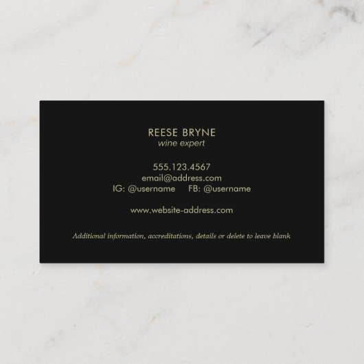 Sommelier Bourgogne Rode Wijnfles Visitekaartje (Achterkant)