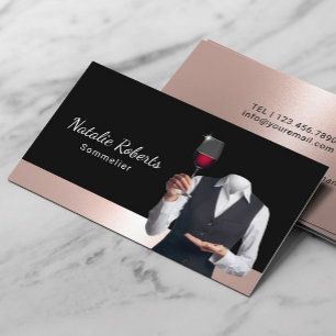Sommelier Modern Roos Gold Wine Bartender Visitekaartje