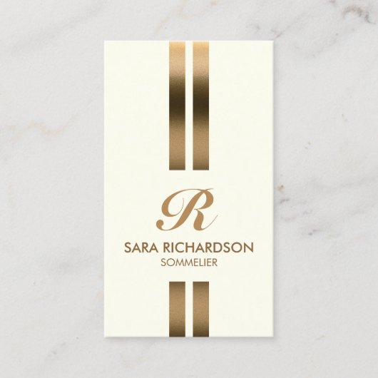 Sommelier Monogram Faux Gold Visitekaartje (Voorkant)