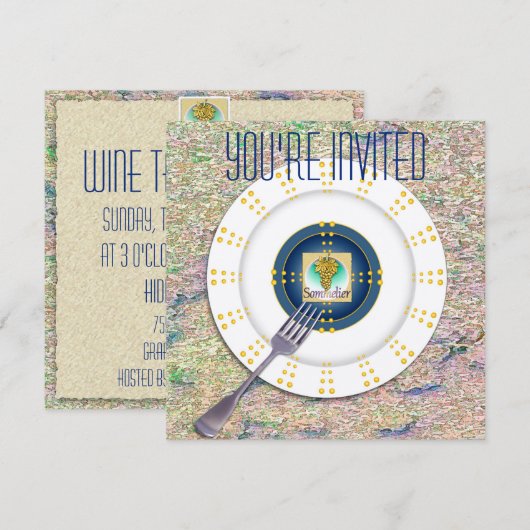 Sommelier Symbol Wine Tasting Invitation Kaart (Voorkant / Achterkant)