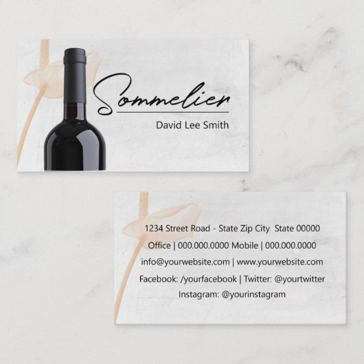 Sommelier Visitekaartje (Voorkant / Achterkant)