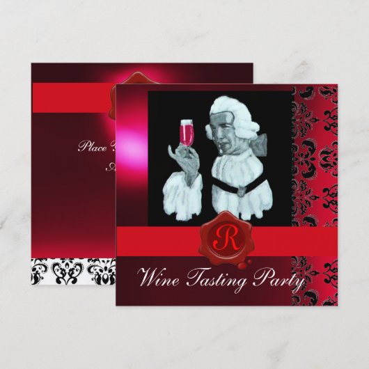 SOMMELIER WIJNBELASTING PARTIJ RODE WAX SEAL MONOG KAART (Voorkant / Achterkant)
