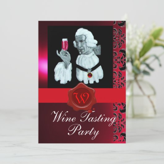 SOMMELIER WIJNBELASTING PARTIJ RODE WAX SEAL MONOG KAART (Staand voorkant)