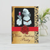 SOMMELIER WIJNBELASTING PARTIJ RODE WAX SEAL MONOG KAART (Staand voorkant)