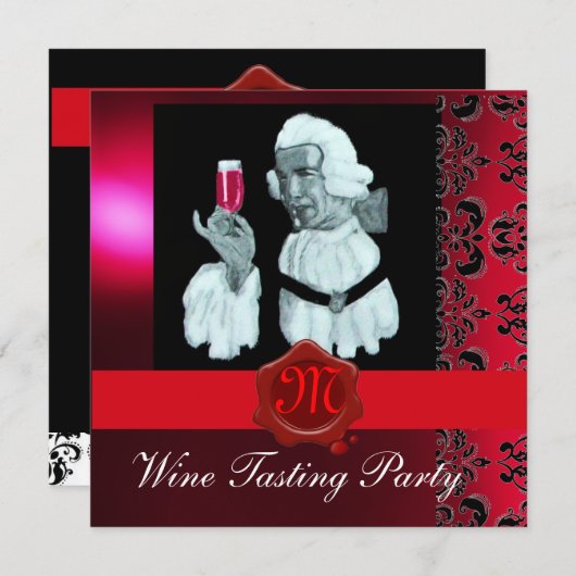 SOMMELIER WIJNBELASTING PARTIJ RODE WAX SEAL MONOG KAART (Voorkant / Achterkant)