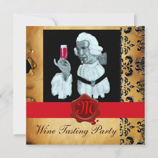SOMMELIER WIJNBELASTING PARTIJ RODE WAX SEAL MONOG KAART (Voorkant)
