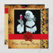 SOMMELIER WIJNBELASTING PARTIJ RODE WAX SEAL MONOG KAART (Voorkant / Achterkant)