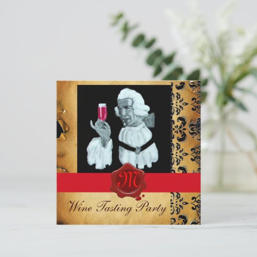 SOMMELIER WIJNBELASTING PARTIJ RODE WAX SEAL MONOG KAART (Staand voorkant)