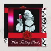 SOMMELIER WIJNBELASTING PARTIJ RODE WAX SEAL MONOG KAART (Voorkant / Achterkant)