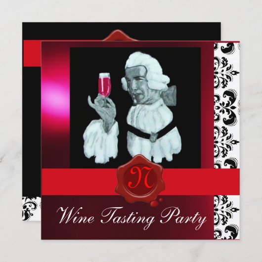 SOMMELIER WIJNBELASTING PARTIJ RODE WAX SEAL MONOG KAART (Voorkant / Achterkant)