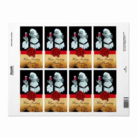 SOMMELIER WIJNBELASTINGPARTIJ, RODE WAXSEAL MONOGR ETIKET (Full Sheet)