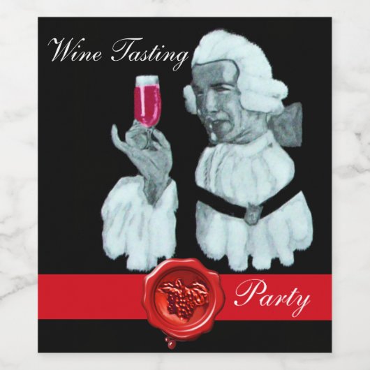 SOMMELIER WIJNBELASTINGPARTIJ, RODE WAXSEAL WIJN ETIKET (Enkel label)