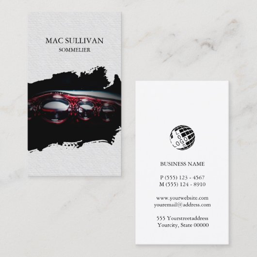 Sommelier wijnmakerij alcohol visitekaartje (Voorkant / Achterkant)