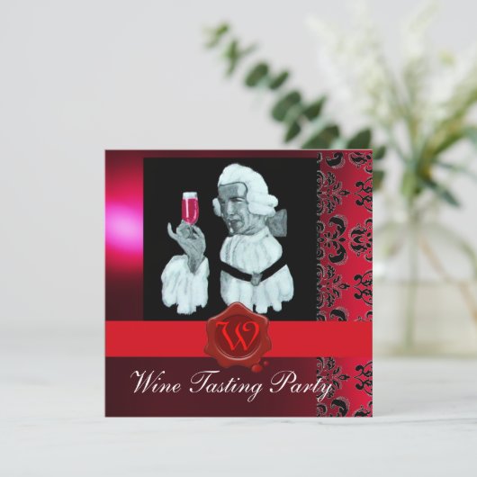 SOMMELIER WIJNPROEVERIJ PARTY RODE WAX ZEGEL MONOG KAART (Staand voorkant)