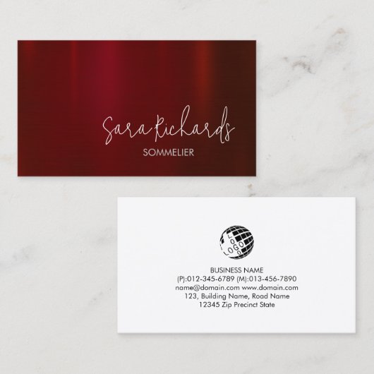 Sommelier Wine Connoiseur Visitekaartje (Voorkant / Achterkant)