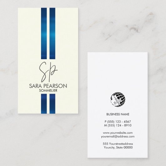 Sommelier Wine Connoisseur Monogram Visitekaartje (Voorkant / Achterkant)