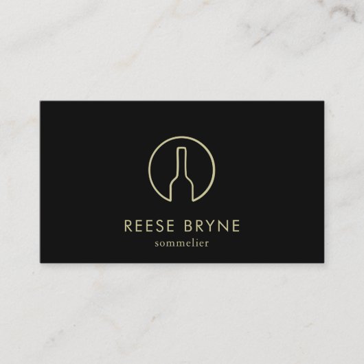 Sommelier Zwarte Wijnfles Logo Visitekaartje (Voorkant)