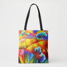 Sommerlandschaft in Regenbogenfarben Tote Bag