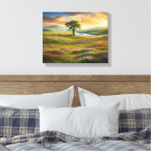 Sommerwiesen Landschaft bei Sonnenuntergang Canvas Afdruk (Insitu (Slaapkamer))
