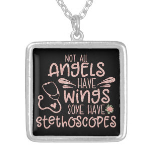 Sommige Angels hebben Stethoscopische citaat Zilver Vergulden Ketting