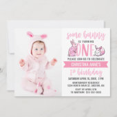 Sommige Bunny 1e Verjaardag Roze Schattige Meisje  Kaart (Voorkant)