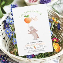 Sommige Bunny 1e verjaardag Wortel ballon Aanpasba Kaart