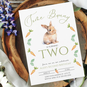 Sommige Bunny 2e verjaardag uitnodiging met rand