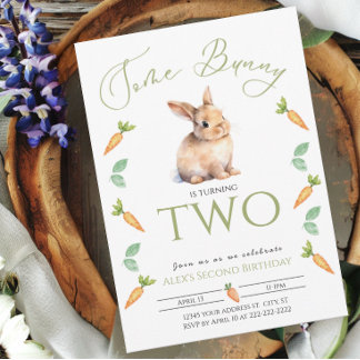 Sommige Bunny 2e verjaardag uitnodiging met rand
