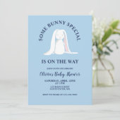 Sommige Bunny Baby shower Blauw Plaid Kaart (Staand voorkant)