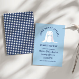 Sommige Bunny Baby shower Blauw Plaid Kaart