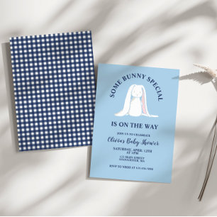 Sommige Bunny Baby shower Blauw Plaid Kaart
