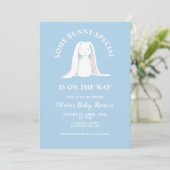 Sommige Bunny Baby shower blauw plaid Kaart (Staand voorkant)