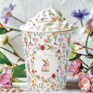 Sommige Bunny Birthday bloemen-aanpasbaar Papieren Bekers