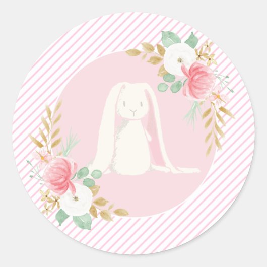 Sommige Bunny Birthday stickers bloemig en roze (Voorkant)
