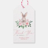 Sommige Bunny Blush Pink Floral Dank je Verjaardag Cadeaulabel (Achterkant)