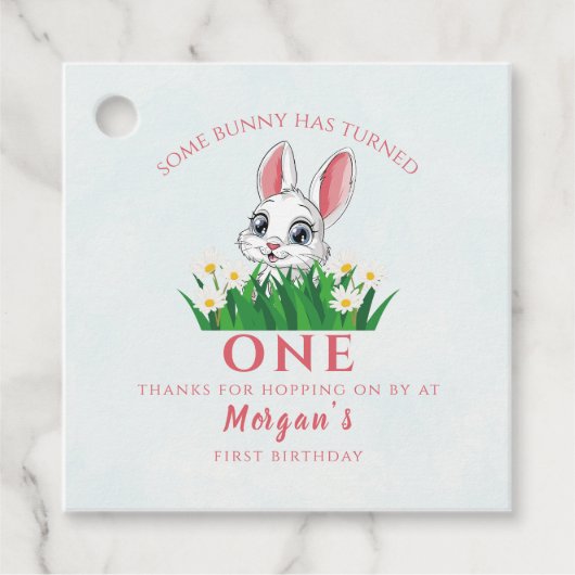Sommige Bunny Een Schattige Konijn Meisjes 1e Verj Bedankjes Labels (Voorkant)