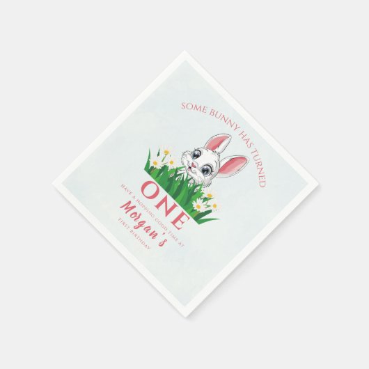 Sommige Bunny Een Schattige Konijn Meisjes 1e Verj Servet (Hoek)