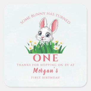Sommige Bunny Een Schattige Konijn Meisjes 1e Verj Vierkante Sticker